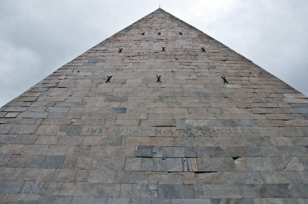 The pyramid in Rome, also known as the pyramid of Cestius